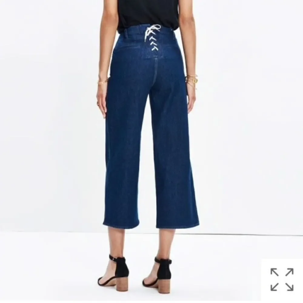 Madewell womens Wide-Leg Crop Jeans: Lace-Up Edition $148 F3533 W26.Waist 13.5" - Picture 1 of 8